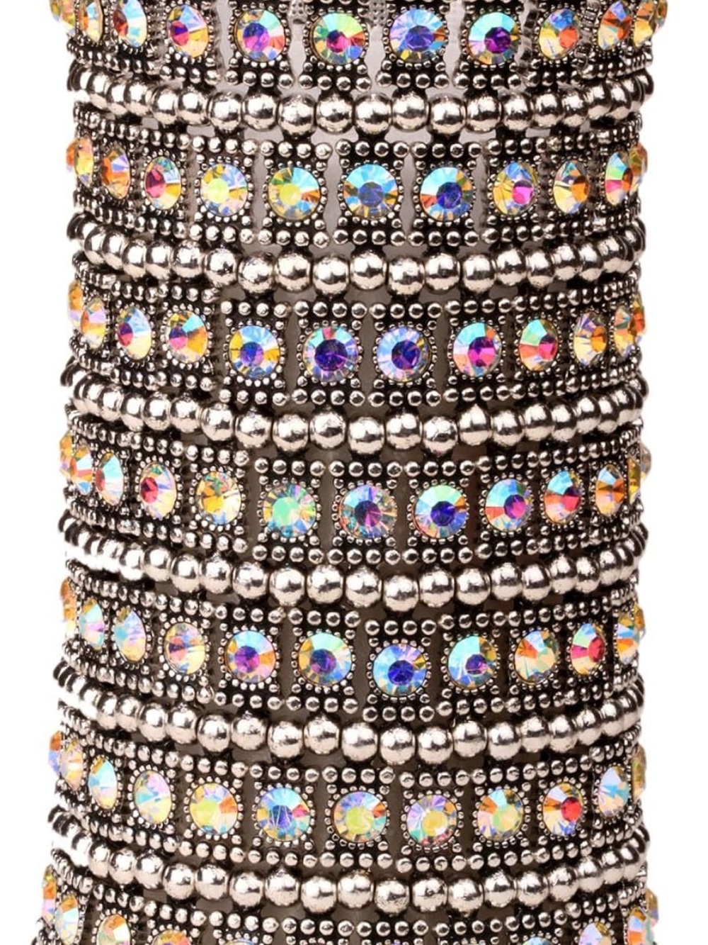 Silver Multi-Row Crystal Cuff Bracelet - Silver Sparkle